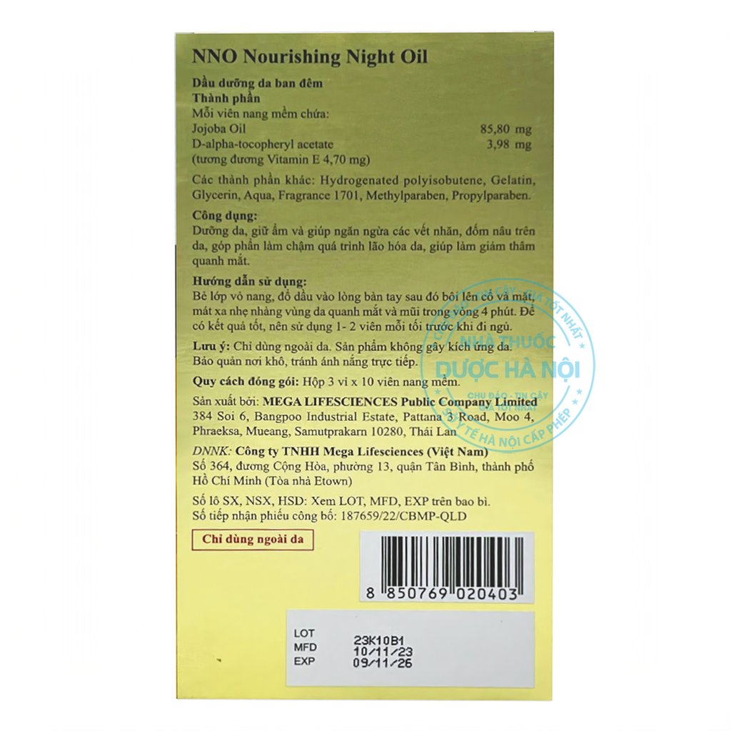 Dầu dưỡng da ban đêm NNO Nourishing Night Oil