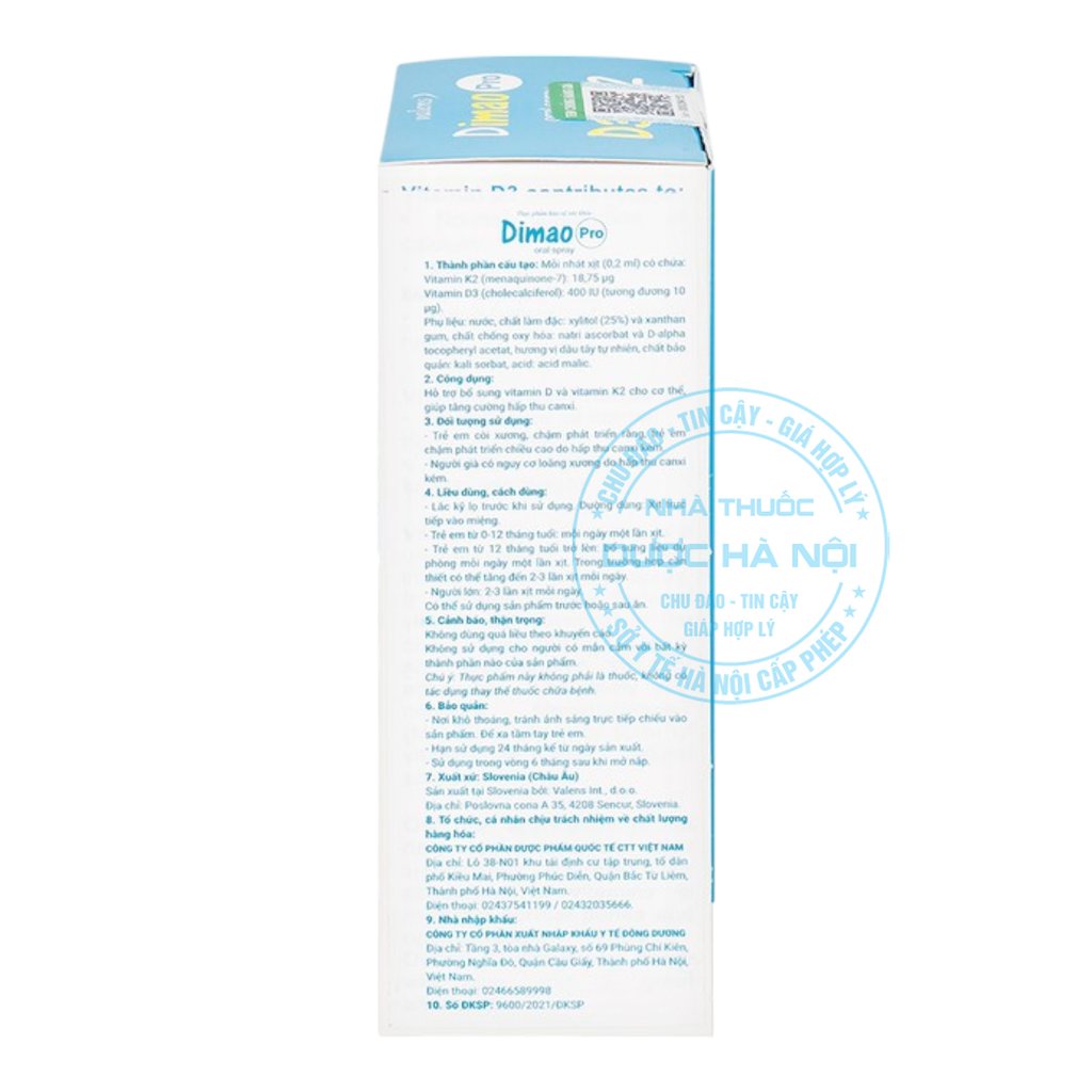 Xịt họng Dimao Pro Oral Spray D3 + K2