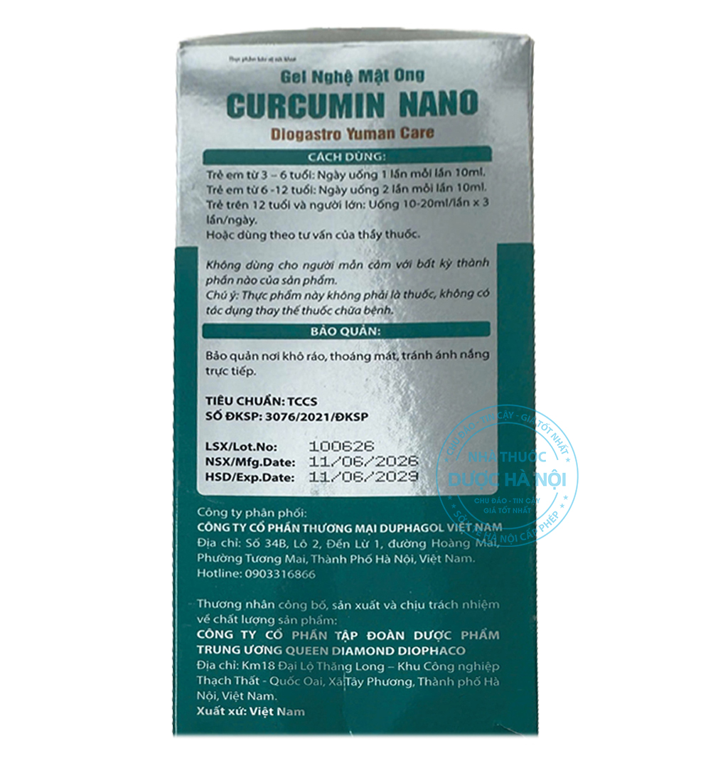Gel nghệ mật ong curcumin nano